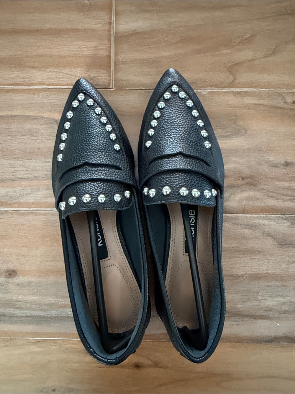 NEW Kensie Iroi Black Studded Pointed Toe Loafers